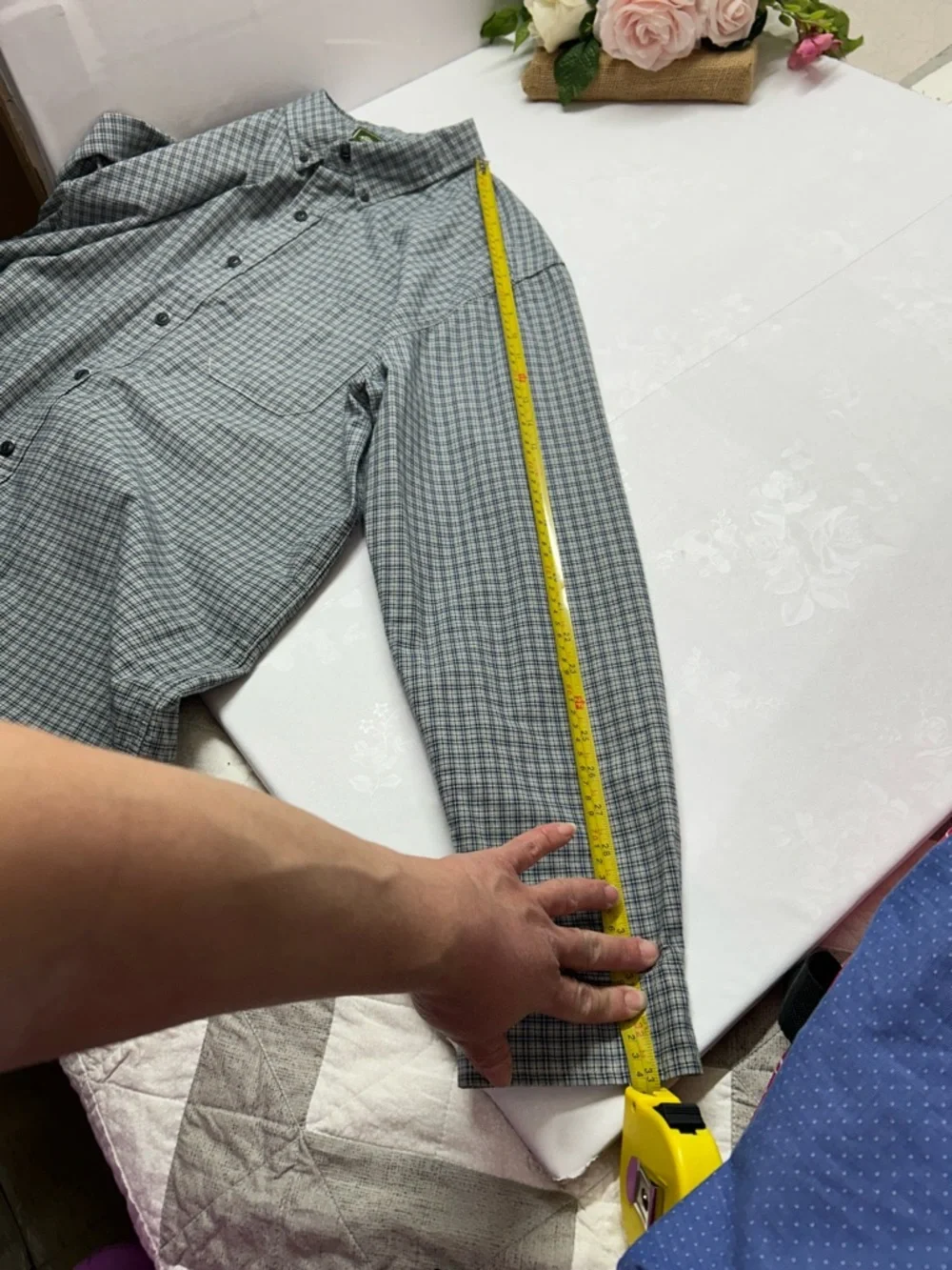 Eddie Bauer Gray and Blue Plaid Button-Down Shirt - Picture 7 of 7